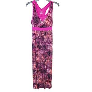 Tek Gear Dress Womens Medium Multicolor Pink Racerback Maxi Whimsgoth Athletic